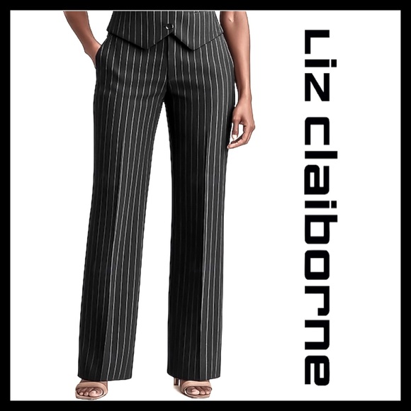 Liz Claiborne Women’s Audra Straight Leg Mid Rise Dress Trousers Size (L) Large - Picture 1 of 12